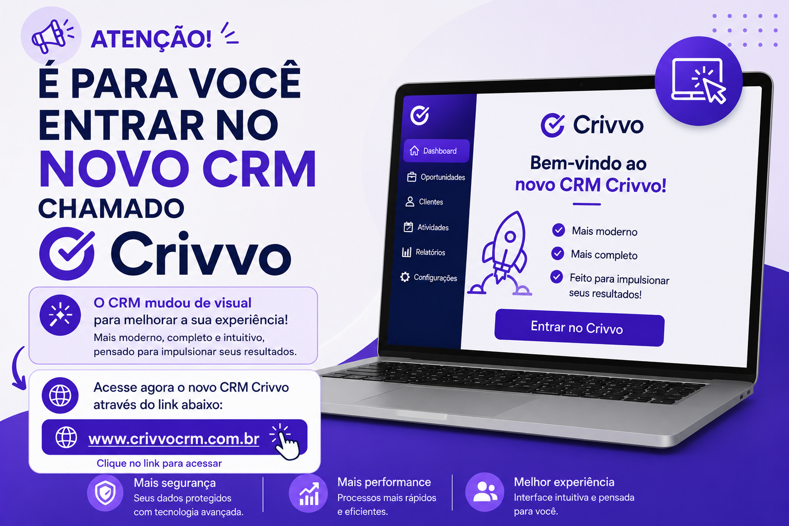 Acesse o novo CRM Crivvo